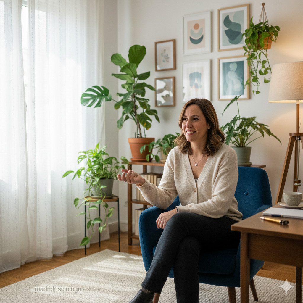 psicologa - mujer despacho acogedor